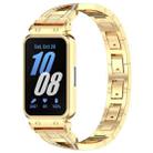 For Samsung Galaxy Fit 3 X Shaped Dual Row Diamond Metal Frame Watch Band(Gold) - 1