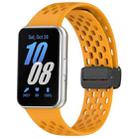 For Samsung Galaxy Fit 3 Hole Style Magnetic Folding Buckle Silicone Watch Band(Yellow) - 1