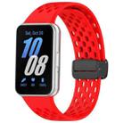 For Samsung Galaxy Fit 3 Hole Style Magnetic Folding Buckle Silicone Watch Band(Red) - 1