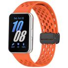 For Samsung Galaxy Fit 3 Hole Style Magnetic Folding Buckle Silicone Watch Band(Orange) - 1