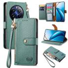 For Realme 12 Pro Love Zipper Lanyard Leather Phone Case(Green) - 1