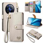 For Realme 12 Pro Love Zipper Lanyard Leather Phone Case(Gray) - 1