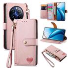 For Realme 12 Pro Love Zipper Lanyard Leather Phone Case(Pink) - 1