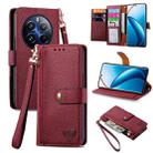 For Realme 12 Pro Love Zipper Lanyard Leather Phone Case(Red) - 1