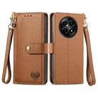 For Realme 12 Love Zipper Lanyard Leather Phone Case(Brown) - 1