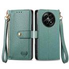 For Realme 12 Love Zipper Lanyard Leather Phone Case(Green) - 1