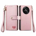 For Realme 12 Love Zipper Lanyard Leather Phone Case(Pink) - 1