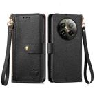 For Realme 12+ Love Zipper Lanyard Leather Phone Case(Black) - 1