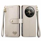 For Realme 12 Pro+ Love Zipper Lanyard Leather Phone Case(Gray) - 1