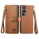 For Realme C65 Love Zipper Lanyard Leather Phone Case(Brown) - 1