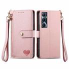 For Realme C65 Love Zipper Lanyard Leather Phone Case(Pink) - 1