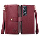 For Realme C65 Love Zipper Lanyard Leather Phone Case(Red) - 1