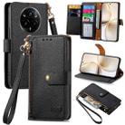 For Realme 14 Pro Love Zipper Lanyard Leather Phone Case(Black) - 1