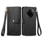 For Realme 14 Pro Love Zipper Lanyard Leather Phone Case(Black) - 2
