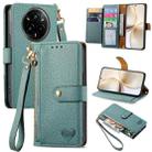 For Realme 14 Pro Love Zipper Lanyard Leather Phone Case(Green) - 1