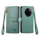 For Realme 14 Pro Love Zipper Lanyard Leather Phone Case(Green) - 2