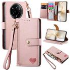 For Realme 14 Pro Love Zipper Lanyard Leather Phone Case(Pink) - 1