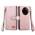 For Realme 14 Pro Love Zipper Lanyard Leather Phone Case(Pink) - 2