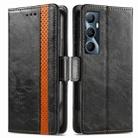 For Realme C65 CaseNeo Splicing Dual Magnetic Buckle Leather Phone Case(Black) - 1