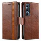 For Realme C65 CaseNeo Splicing Dual Magnetic Buckle Leather Phone Case(Brown) - 1