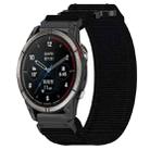 For Garmin Quatix 7 Pro 22mm Nylon Hook And Loop Fastener Watch Band(Black) - 1