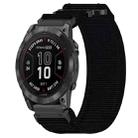 For Garmin Fenix 7 Pro 47mm 22mm Nylon Hook And Loop Fastener Watch Band(Black) - 1