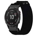 For Garmin Fenix 6 22mm Nylon Hook And Loop Fastener Watch Band(Black) - 1