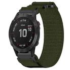 For Garmin Fenix 6 22mm Nylon Hook And Loop Fastener Watch Band(Army Green) - 1