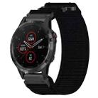 For Garmin Fenix 5 22mm Nylon Hook And Loop Fastener Watch Band(Black) - 1