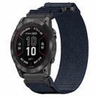 For Garmin Fenix 7X Pro 51mm 26mm Nylon Hook And Loop Fastener Watch Band(Blue) - 1