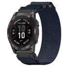 For Garmin Fenix 7X 26mm Nylon Hook And Loop Fastener Watch Band(Blue) - 1