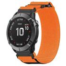 For Garmin Fenix 6X 26mm Nylon Hook And Loop Fastener Watch Band(Orange) - 1