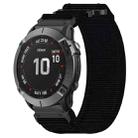 For Garmin Fenix 6X 26mm Nylon Hook And Loop Fastener Watch Band(Black) - 1