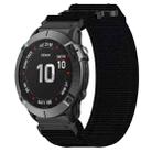 For Garmin Fenix 6X Pro 26mm Nylon Hook And Loop Fastener Watch Band(Black) - 1