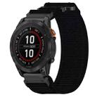 For Garmin Fenix 7S 20mm Nylon Hook And Loop Fastener Watch Band(Black) - 1