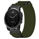 For Garmin Fenix 5S Plus 20mm Nylon Hook And Loop Fastener Watch Band(Army Green) - 1