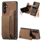 For Samsung Galaxy S23 FE 5G Retro Leather Zipper Wallet Back Phone Case(Brown) - 1