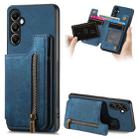 For Samsung Galaxy A24 Retro Leather Zipper Wallet Back Phone Case(Blue) - 1