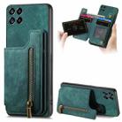 For Samsung Galaxy A22 5G Retro Leather Zipper Wallet Back Phone Case(Green) - 1
