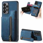 For Samsung Galaxy A32 5G Retro Leather Zipper Wallet Back Phone Case(Blue) - 1