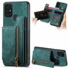 For Samsung Galaxy A71 5G Retro Leather Zipper Wallet Back Phone Case(Green) - 1