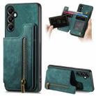 For Samsung Galaxy A14 4G/5G Retro Leather Zipper Wallet Back Phone Case(Green) - 1