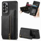 For Samsung Galaxy A52 4G/5G Retro Leather Zipper Wallet Back Phone Case(Black) - 1
