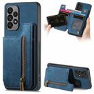 For Samsung Galaxy A72 4G/5G Retro Leather Zipper Wallet Back Phone Case(Blue) - 1
