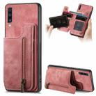 For Samsung Galaxy A70/A70s Retro Leather Zipper Wallet Back Phone Case(Pink) - 1