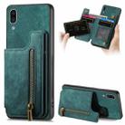 For Samsung Galaxy A30/A20/M10s Retro Leather Zipper Wallet Back Phone Case(Green) - 1