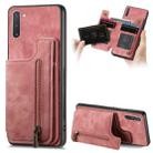 For Samsung Galaxy Note10 Retro Leather Zipper Wallet Back Phone Case(Pink) - 1
