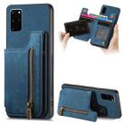 For Samsung Galaxy S20+ Retro Leather Zipper Wallet Back Phone Case(Blue) - 1