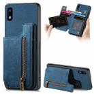For Samsung Galaxy A10 Retro Leather Zipper Wallet Back Phone Case(Blue) - 1