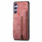 For Samsung Galaxy S25 5G Retro Leather Zipper Wallet Back Phone Case(Pink) - 2